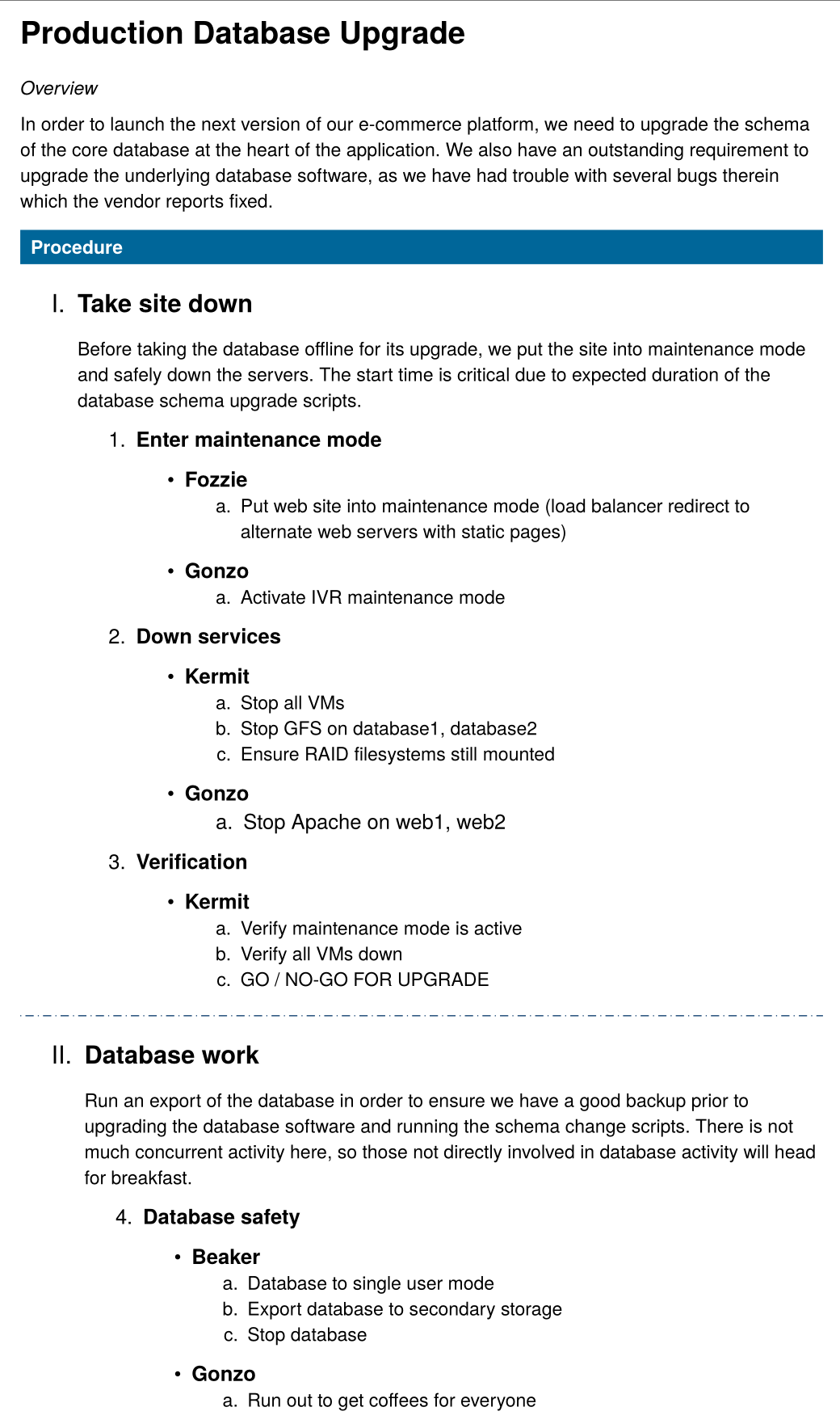 Example paper procedure, circa 2004