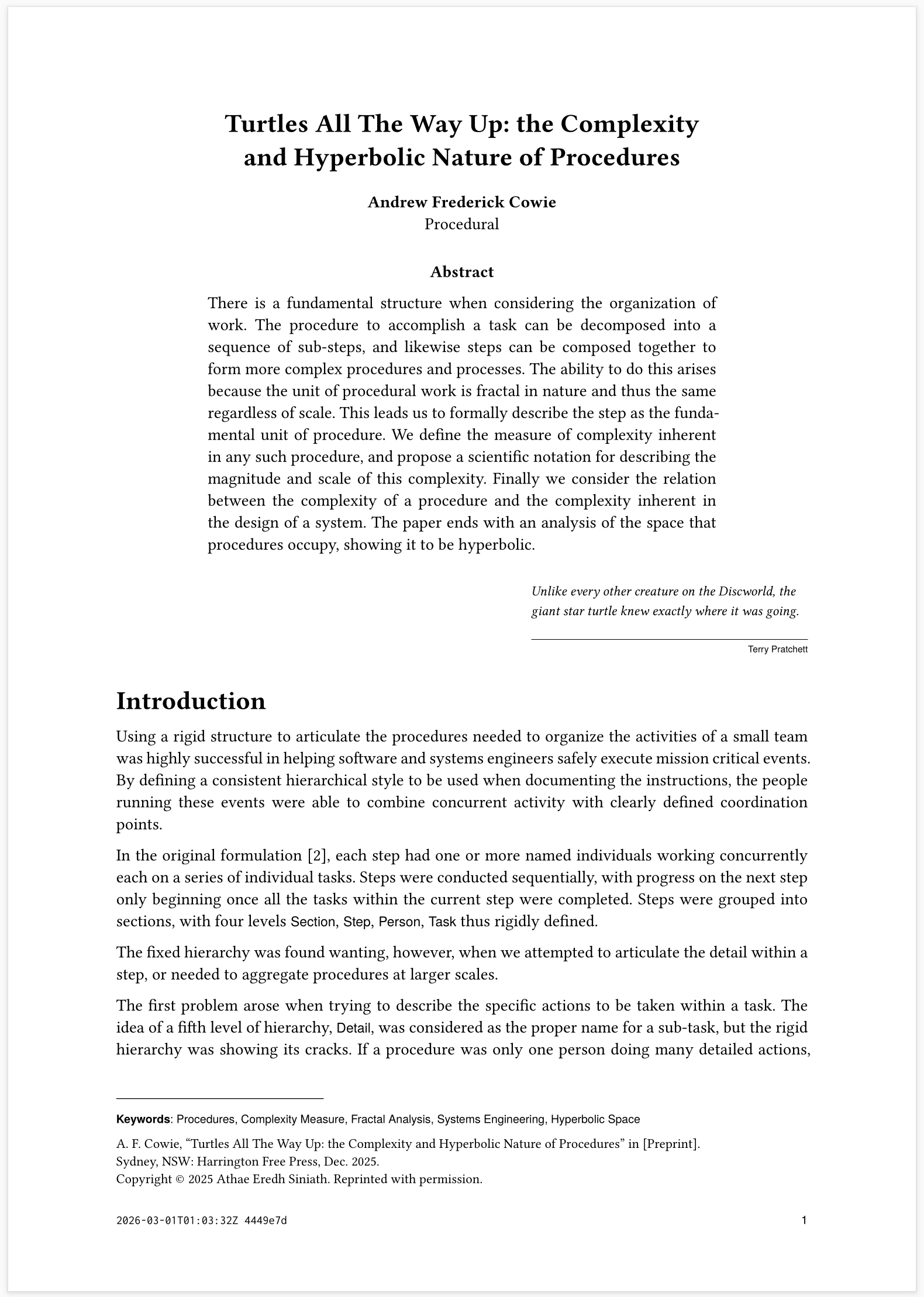 First page of the 'Turtles All The Way Up' paper from 2025